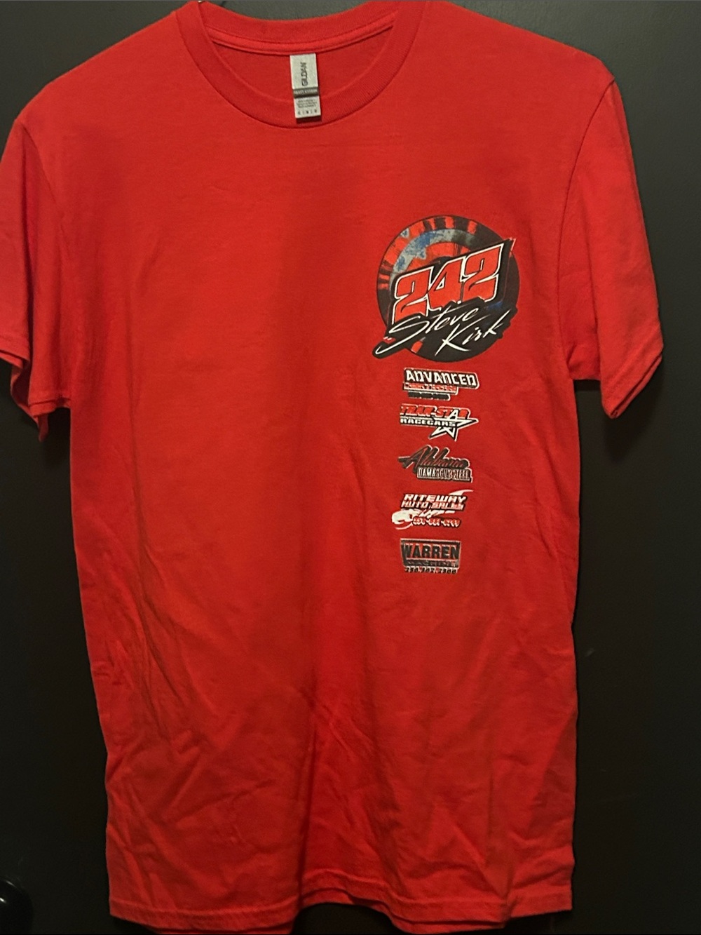 Gildan Red Short Sleeve Tee with 242 Vertical Logo